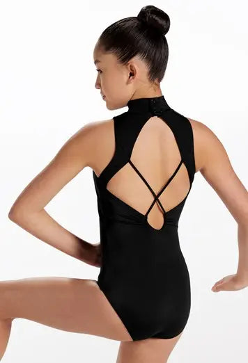 Mock Neck Cross-Strap Leotard