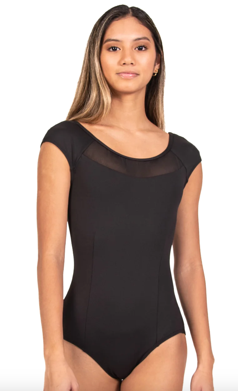 Bianca Body Wrappers Black Cap Sleeve Leotard (Adult)