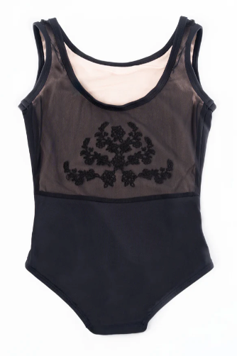 Embroidered Scoop Neck Tank Leotard